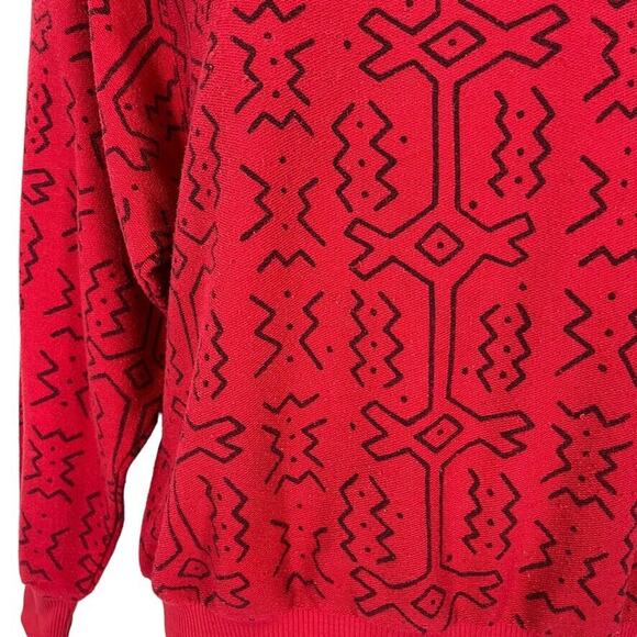 QW Avant Garde Womens Vintage All Over Graphic Print Crew Neck Sweatshirt Red M - Picture 6 of 16